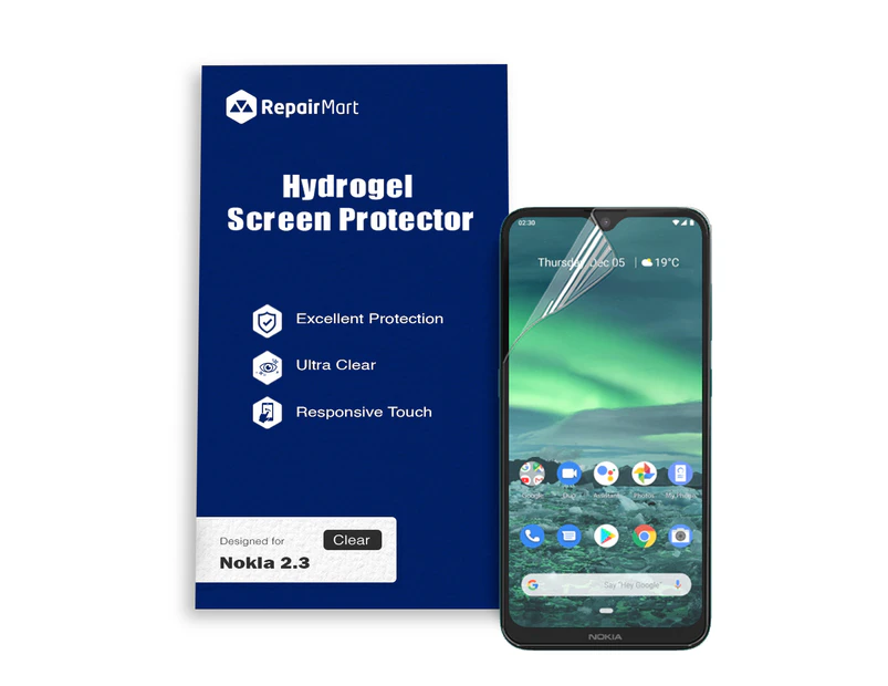 Nokia 2.3 Compatible Premium Hydrogel Screen Protector With Full Coverage Ultra HD - Double Pack, High-Grade Korean Hydrogel Membrane