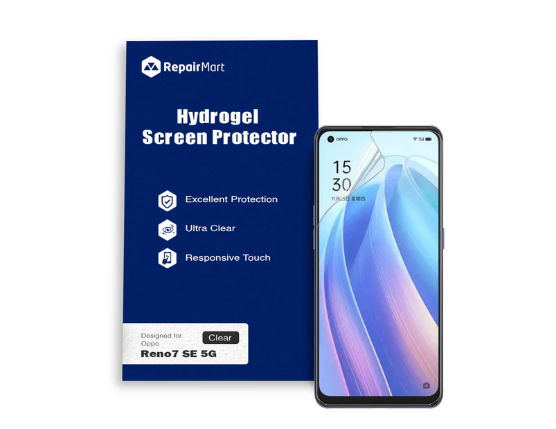 Oppo Reno7 SE 5G Compatible Premium Hydrogel Screen Protector With Full Coverage Ultra HD - Single Pack, High-Grade Korean Hydrogel Membrane