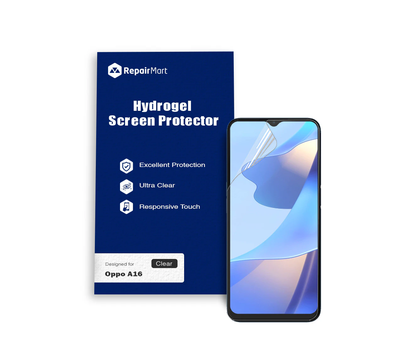 Oppo A16 Compatible Premium Hydrogel Screen Protector With Full Coverage Ultra HD - Double Pack, High-Grade Korean Membrane