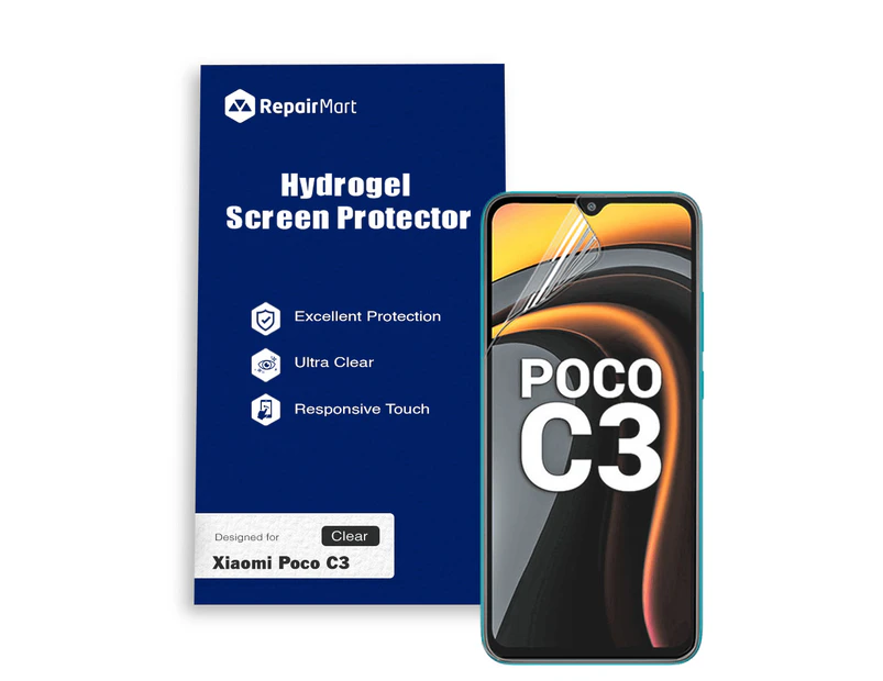 Xiaomi Poco C3 Compatible Premium Hydrogel Screen Protector With Full Coverage Ultra HD - Single Pack, Basic Chinese Hydrogel Membrane