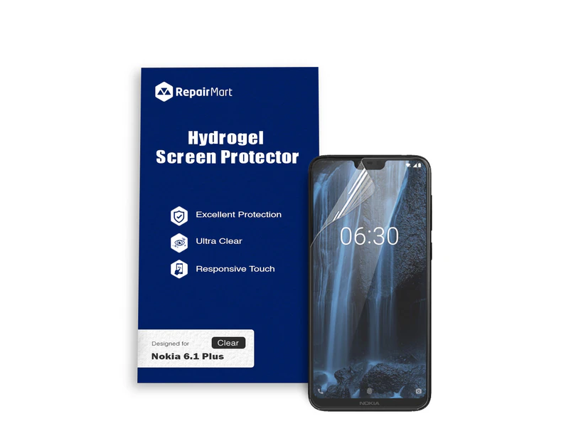 Nokia 6.1 Plus Compatible Premium Hydrogel Screen Protector With Full Coverage Ultra HD - Single Pack, Basic Chinese Hydrogel Membrane