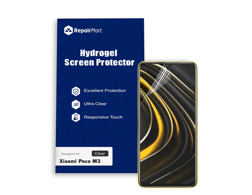 Xiaomi Poco M3 Compatible Premium Hydrogel Screen Protector With Full Coverage Ultra HD - Single Pack, High-Grade Korean Hydrogel Membrane