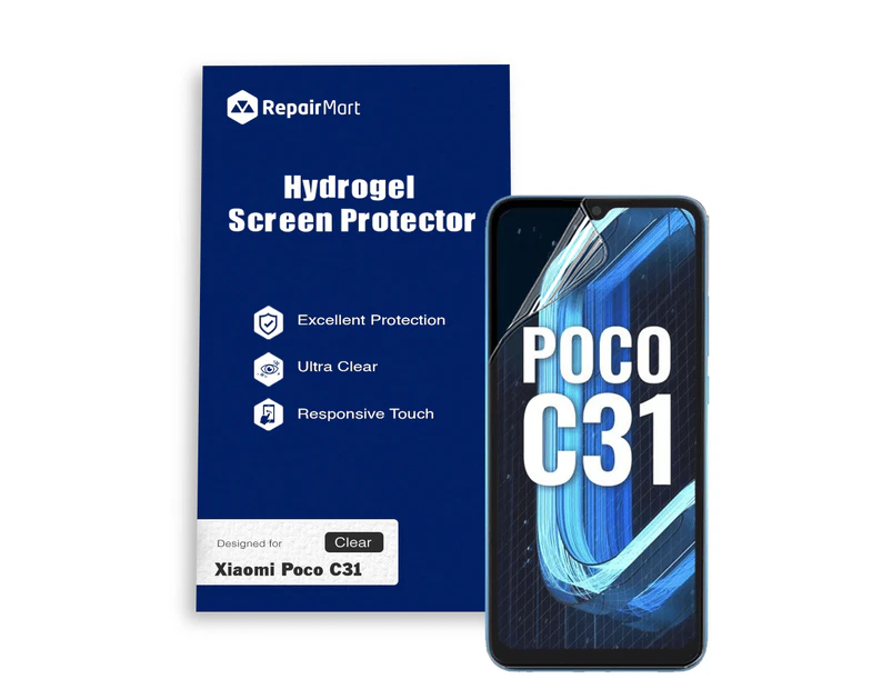 Xiaomi Poco C31 Compatible Premium Hydrogel Screen Protector With Full Coverage Ultra HD - Single Pack, Basic Chinese Hydrogel Membrane