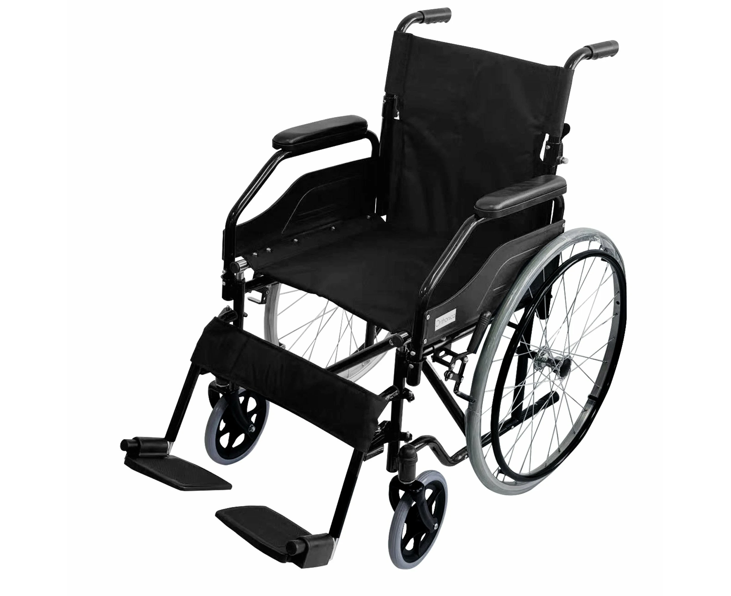 Orthonica 24in Self Propelled Foldable Steel Wheelchair - Black