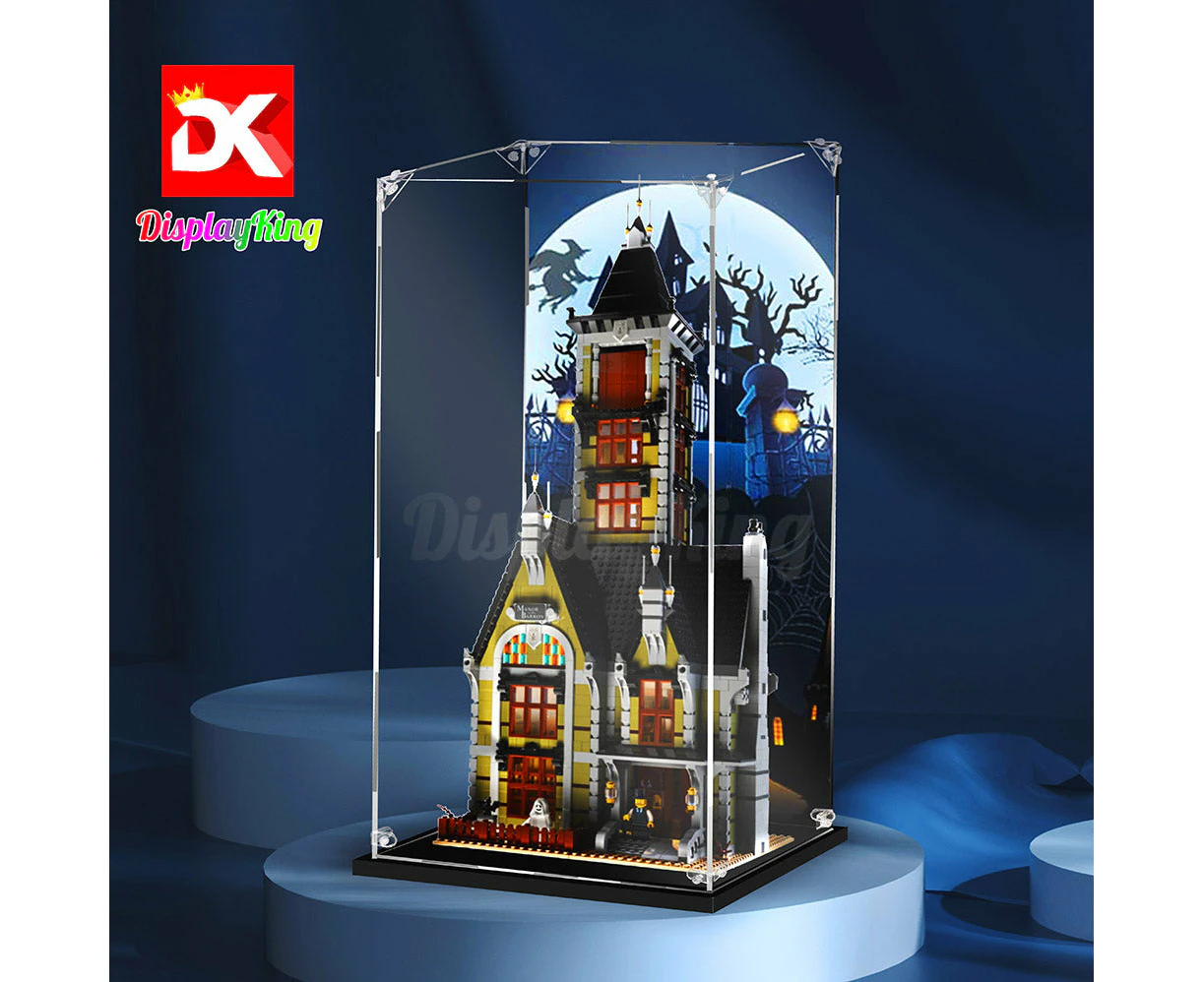 Display King -Acrylic display case for LEGO(R) Haunted House 10273 3mm Thickness dust-Free and Crystal Clear Display case with Screw - W/T theme backgro...