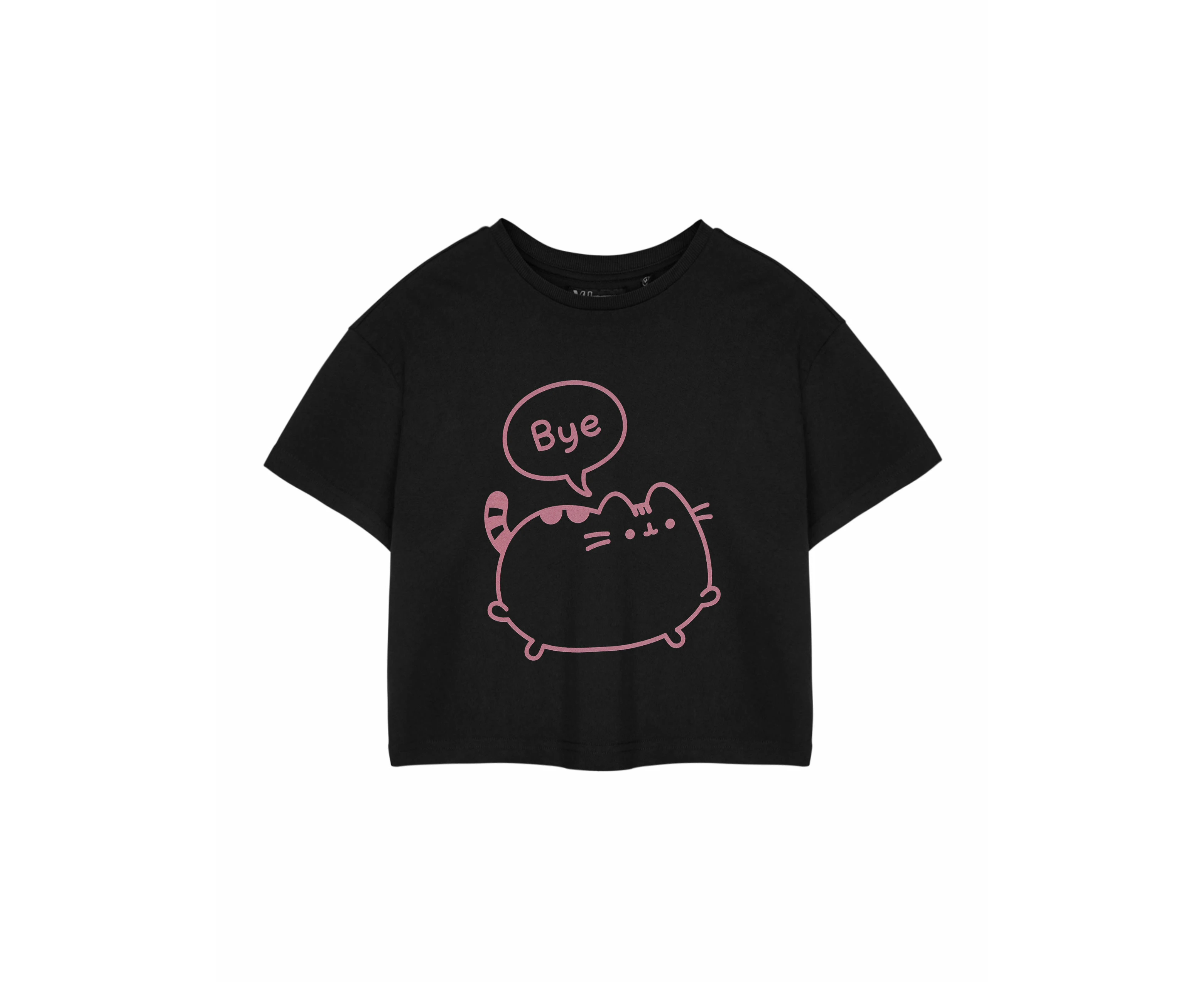 Pusheen Womens Cropped Short Sleeved T-Shirt (Black)