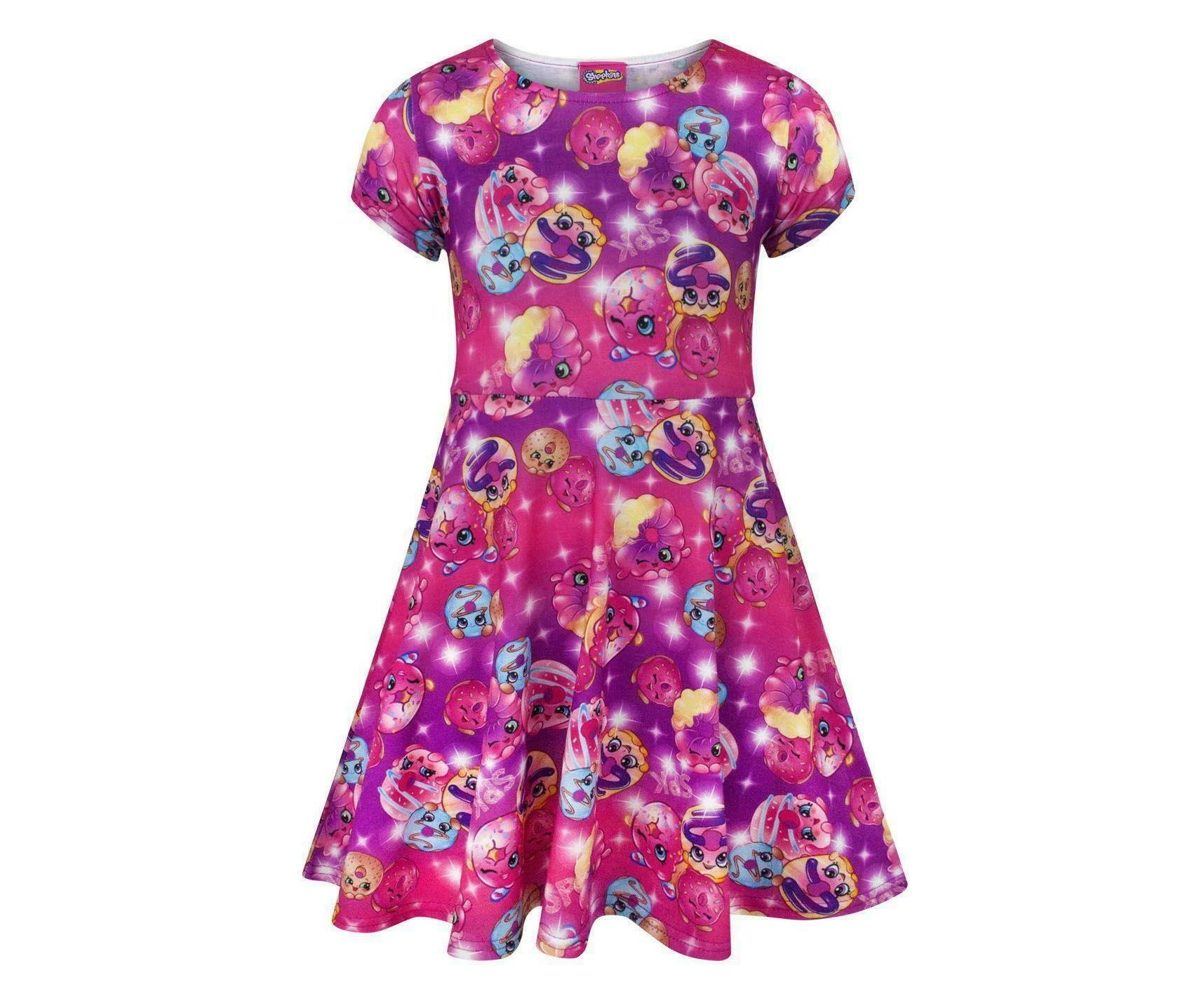 Shopkins Girls Short Sleeve Skater Dress (Pink)