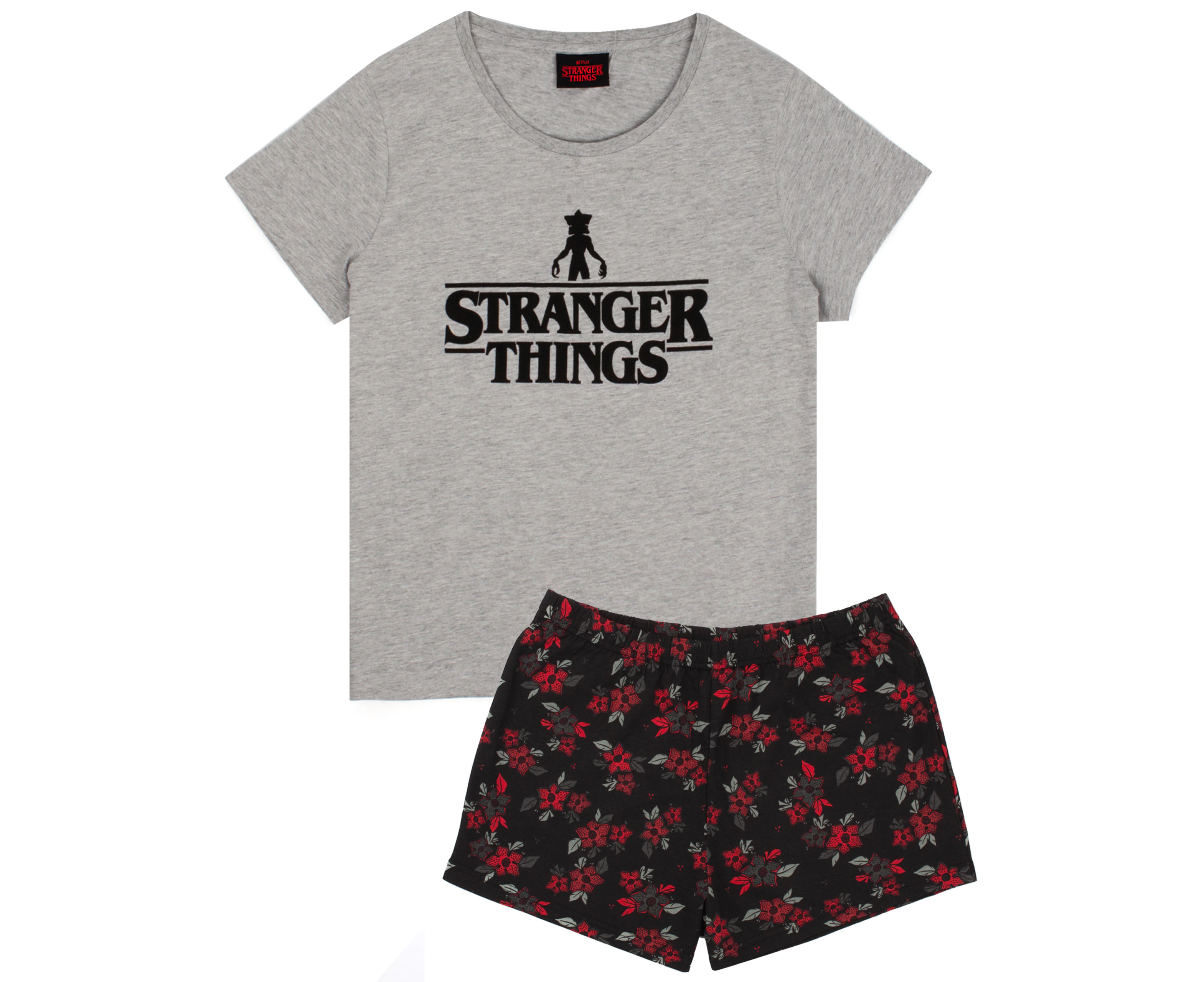 Stranger Things Womens Short Sleeve Short Leg Pyjama Set (Grey)