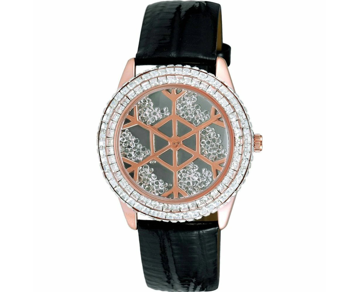 Adee Kaye Snowflakes Collection Crystal Accents Grey Dial Quartz Women's Watch