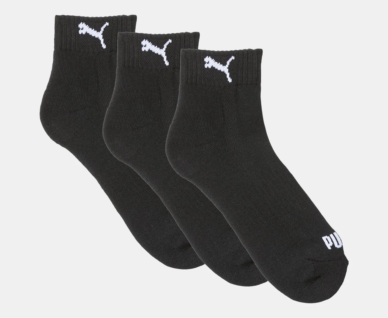 Puma Unisex Cushioned Quarter Socks 3-Pack - Black