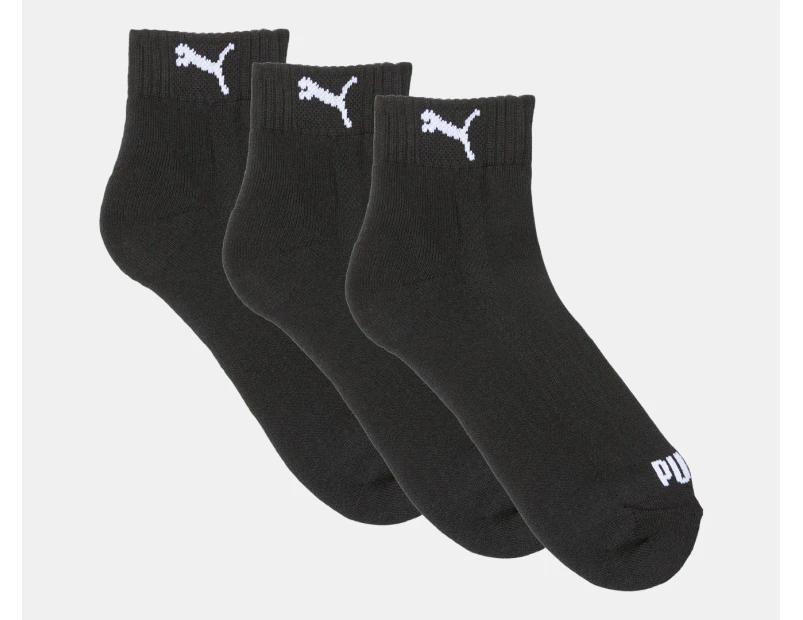 Puma Unisex Cushioned Quarter Socks 3-Pack - Black