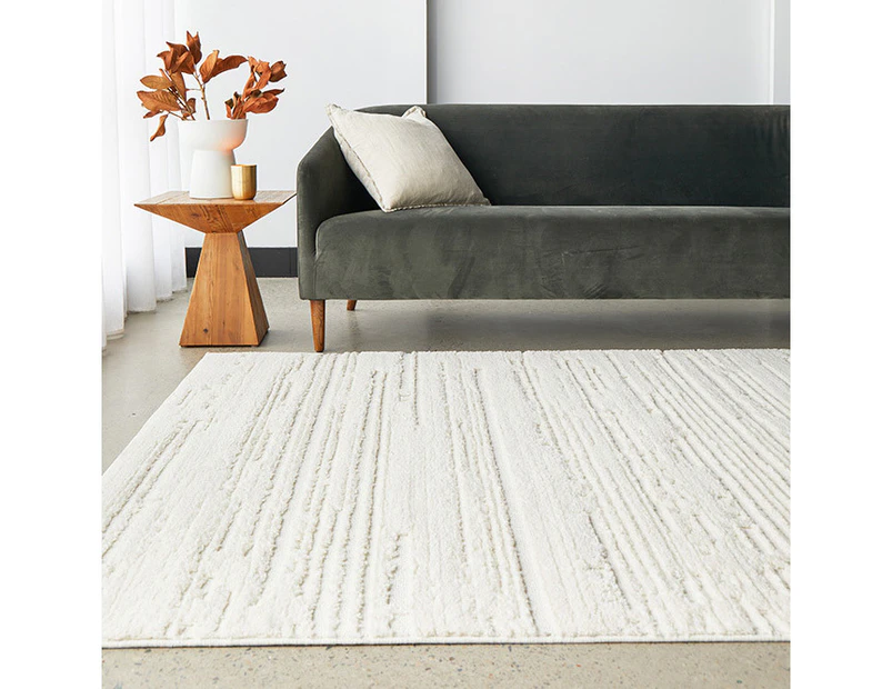 Newton Minimalism Stripes Ivory Contemporary Rug - 4 Sizes