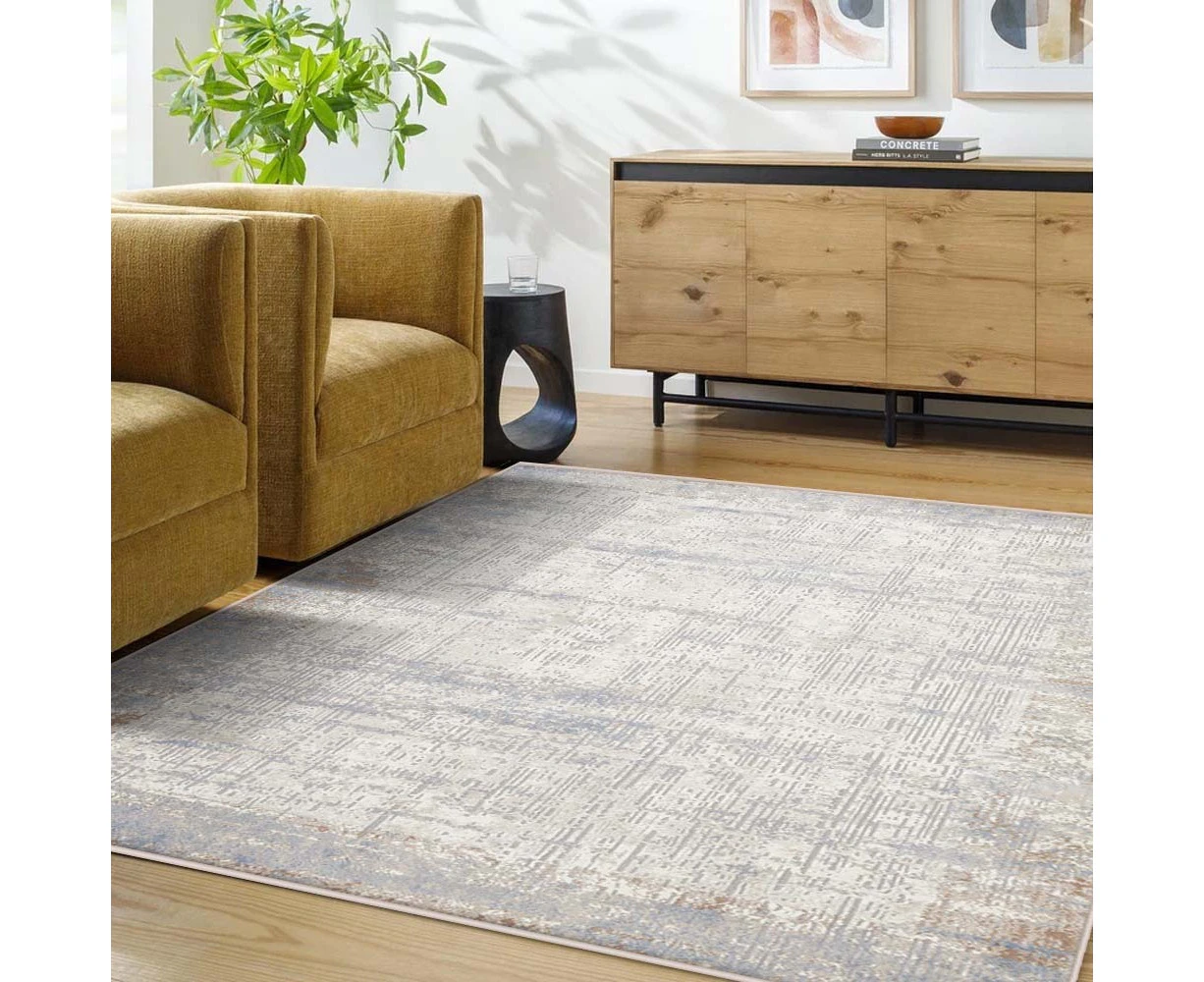 Elliott Grey Beige Drift Distressed Modern Floor Rug - 5 Sizes