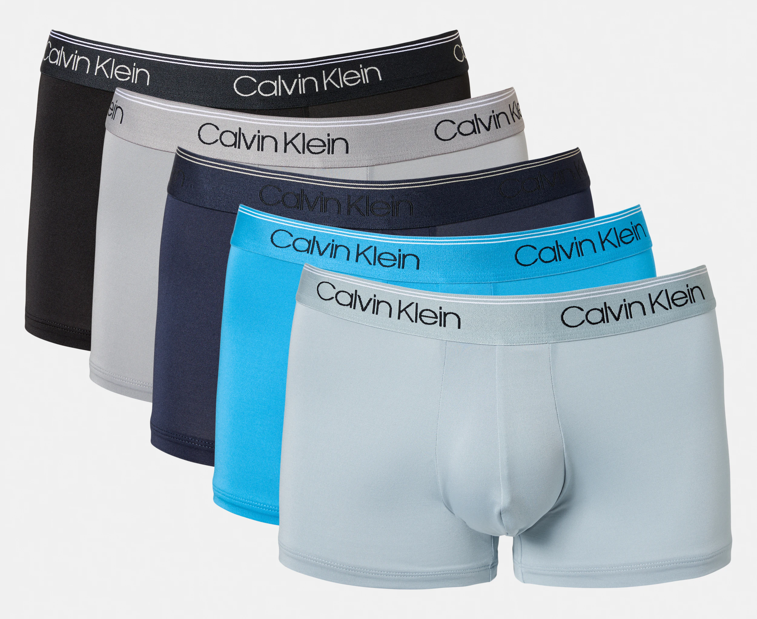 Calvin Klein Men's Microfibre Stretch Low Rise Trunks 5-Pack - Black/Blue/Navy/Grey/Light Blue