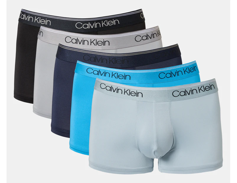 Calvin Klein Men's Microfibre Stretch Low Rise Trunks 5-Pack - Black/Blue/Navy/Grey/Light Blue