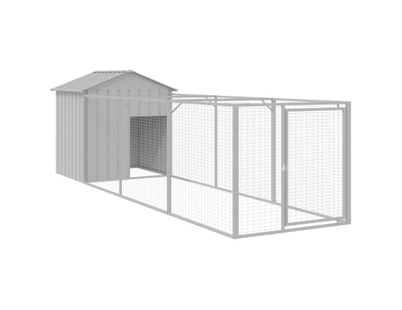 Andala Pets Dog House with Roof Light Grey 117x405x123 cm Galvanised Steel