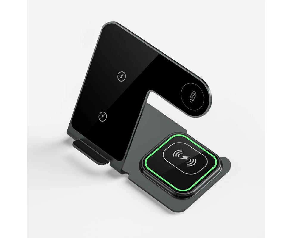 3 In 1 Wireless Charging Station (black) 15w Aluminum Alloy