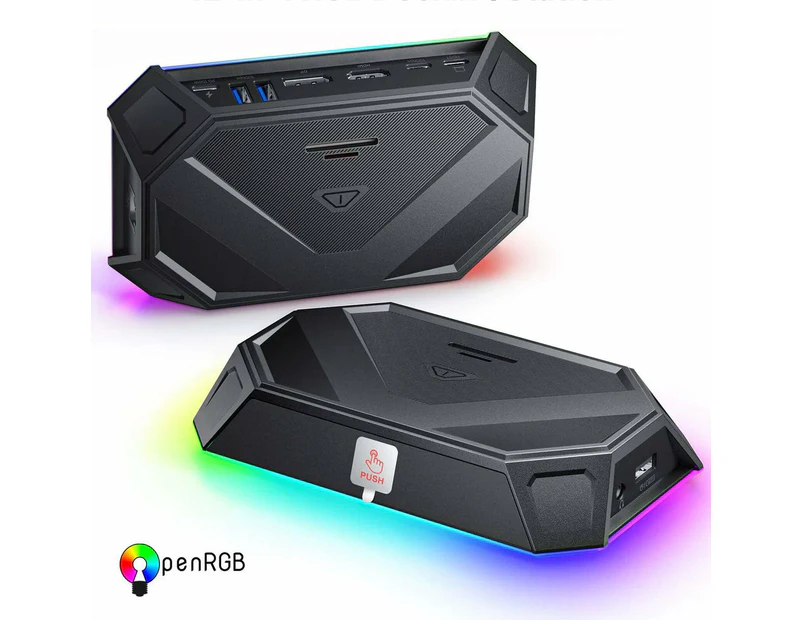 JSAUX Portable USB Powered 12 Port RGB Docking Station - HB1201 - Black