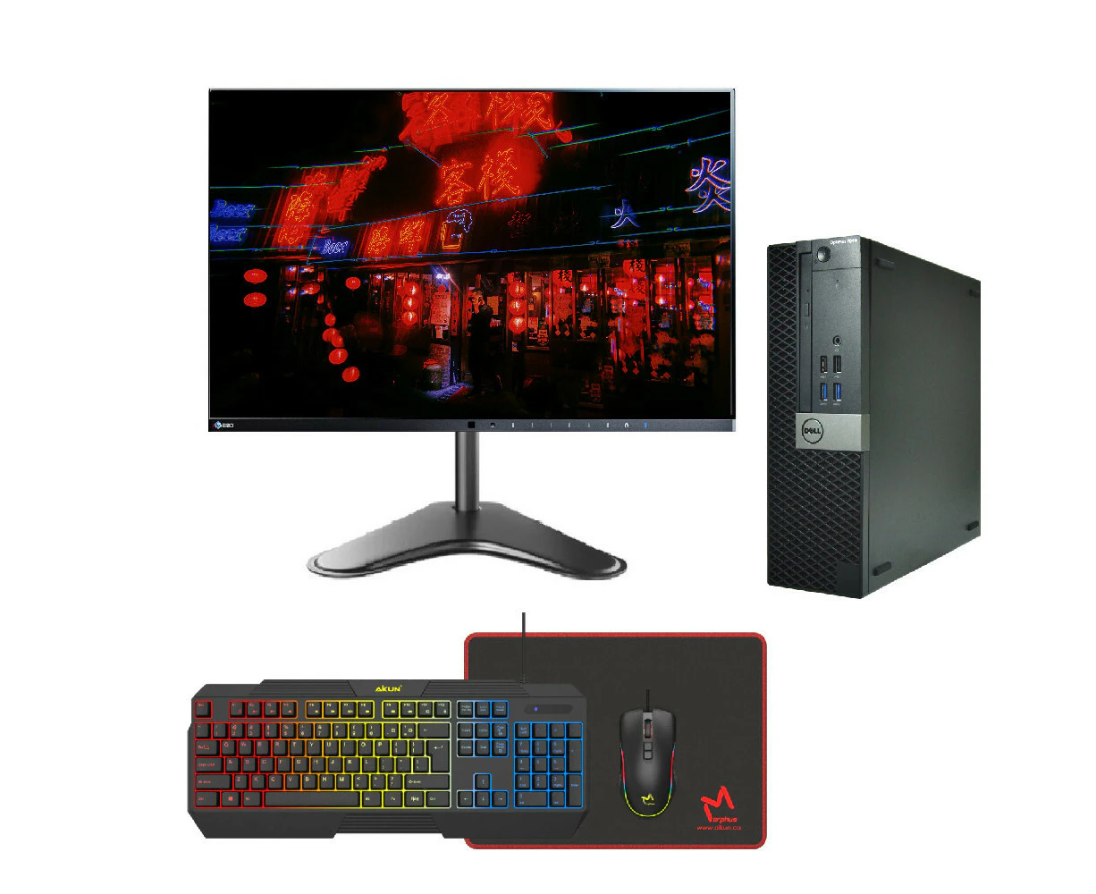 Dell 7040 Bundle Gaming Desktop i7-6700 3.4GHz 256GB 16GB RAM GTX 1050ti + 24" Monitor - Refurbished Grade A