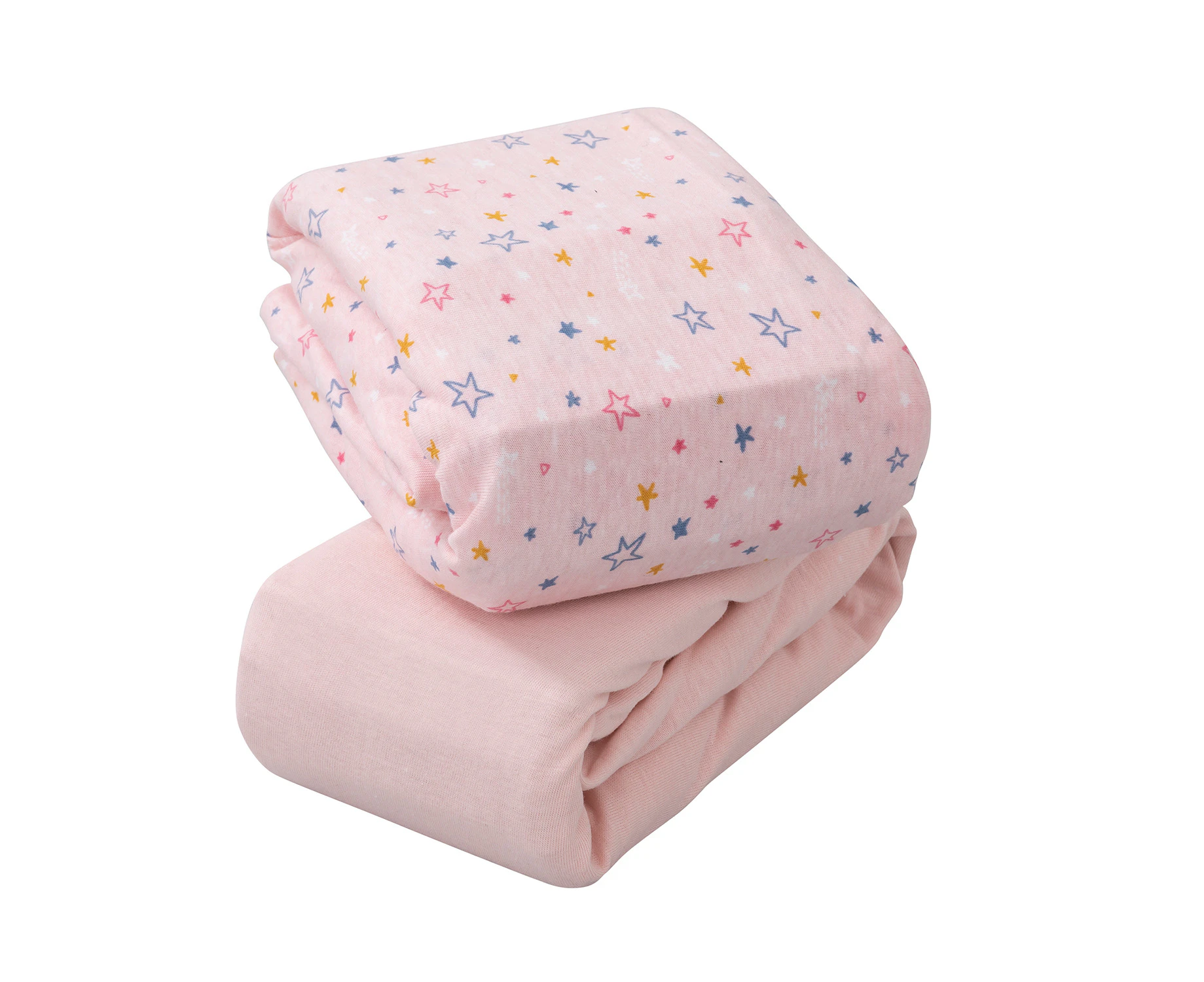 Jersey Cotton Fitted Sheets One Size Cot & Cot Bed 72 x 140 x 17cm - Pink (2Pk)