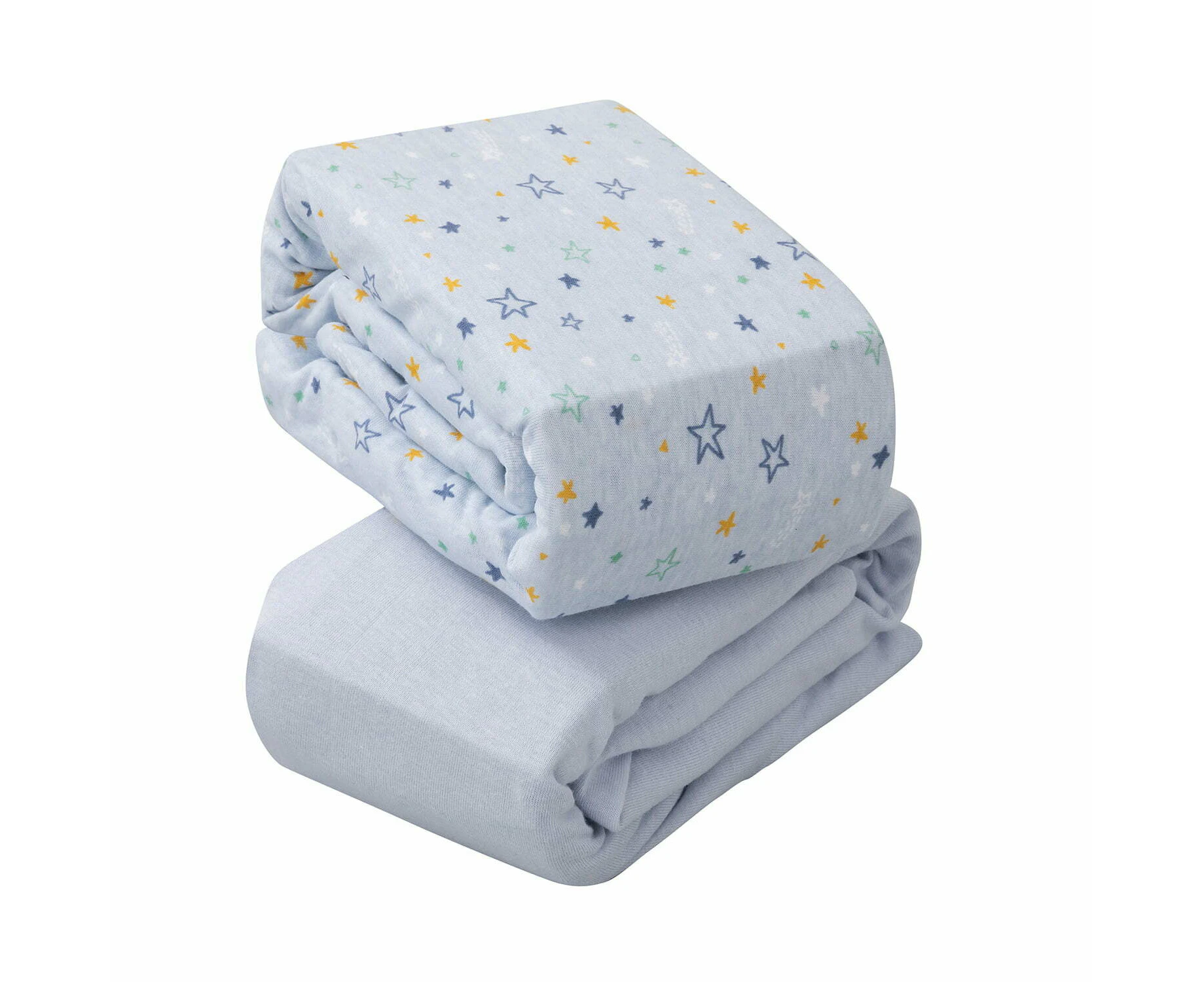 Jersey Cotton Fitted Sheets One Size Cot & Cot Bed 72 x 140 x 17cm - Blue (2Pk)