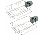 Set of 2 no-drill stainless steel shower racks for shower rail, shampoo holder, shower soap dish, 11cmx17.5cmx4.5cm