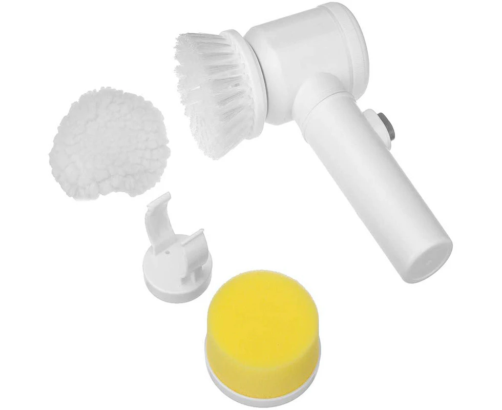 Electric Cleaning Brush, 5-in-1 Magic Power Scrubber for Kitchen, Bathroom, Bathtub, Shower, Tile, Carpet, Bidet, Sofas (White)