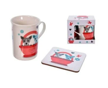 Dog Design Mug & Coaster Set