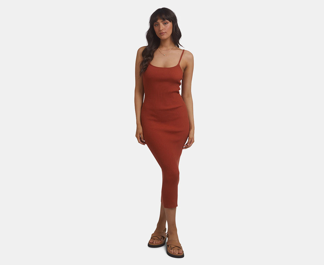 All About Eve Women's Greta Knit Midi Dress - Rust