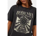 All About Eve Women's Bohemia Boyfriend Tee - Washed Black