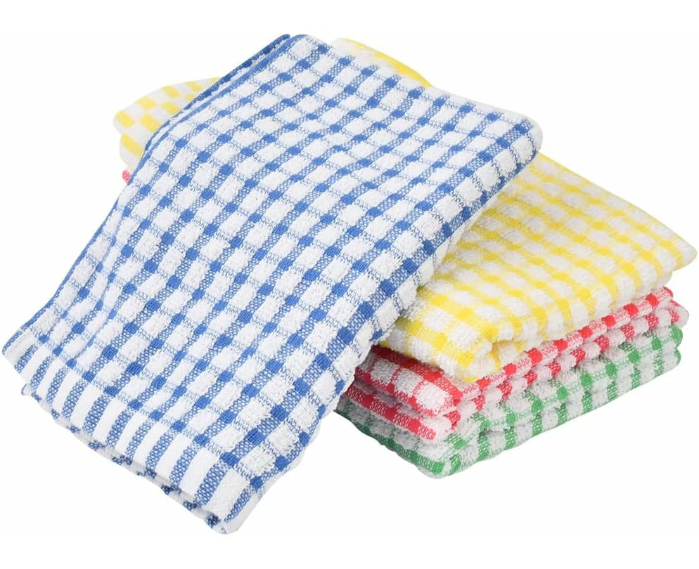 Set of 12 Kitchen Napkins, 40 * 28 cm, Cotton Tableware, 4 Colors, Terry Cloth, Vintage Style, Perfect for Kitchen, Snack, and Bar Use