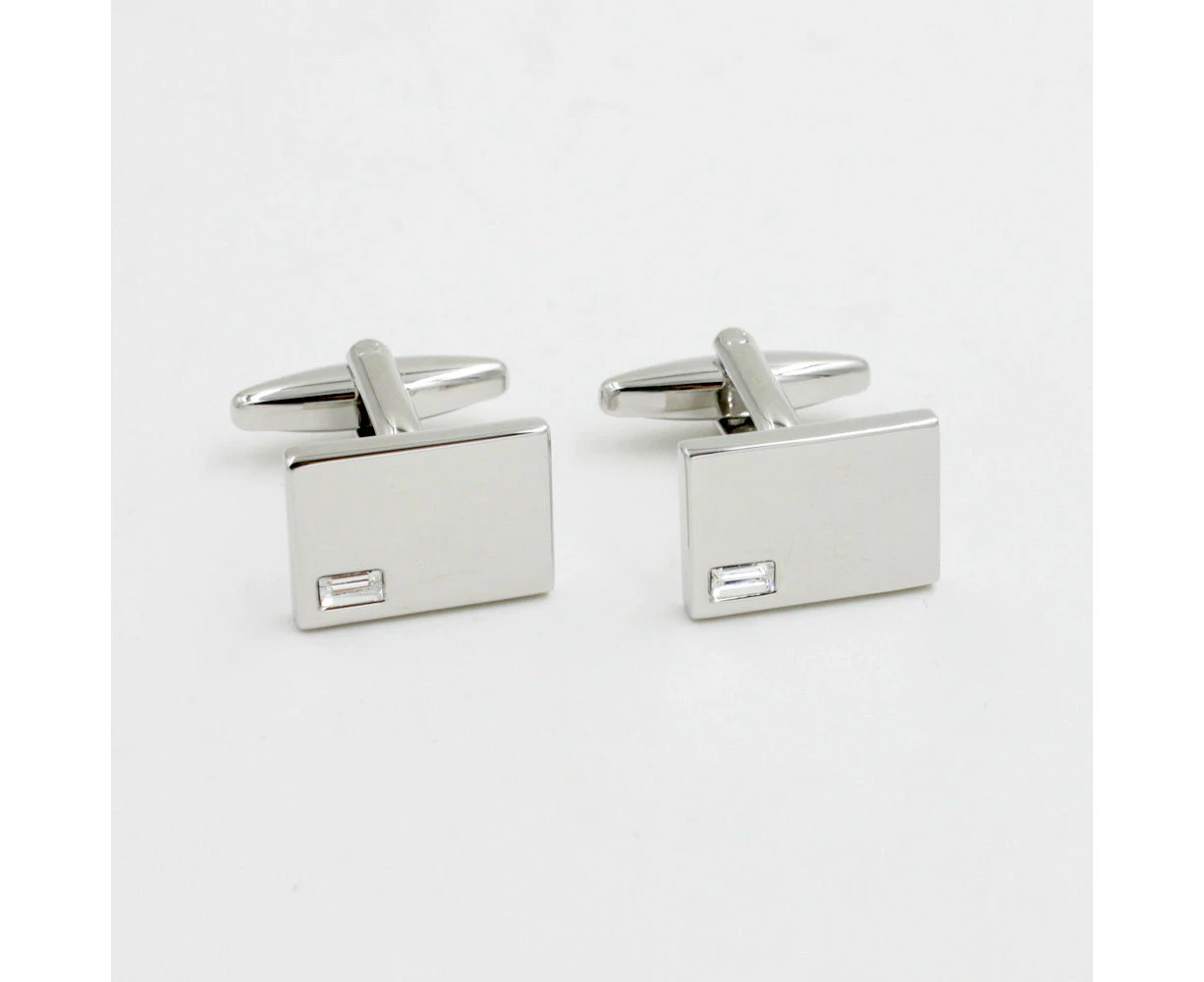 Diamante Silver Stone Cufflinks    from AUSCUFFLINKS - Pouch