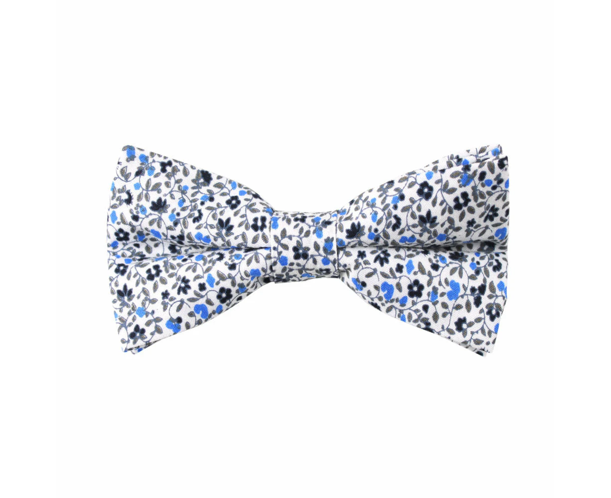 Black Light Blue Floral Bow Tie    from AUSCUFFLINKS