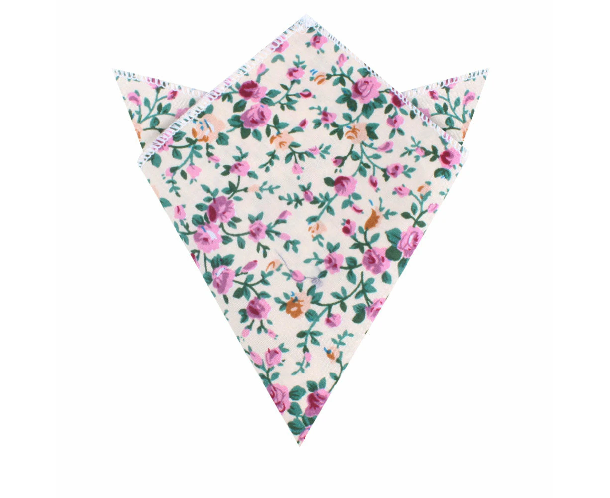 Cream Floral Pocket Square    from AUSCUFFLINKS