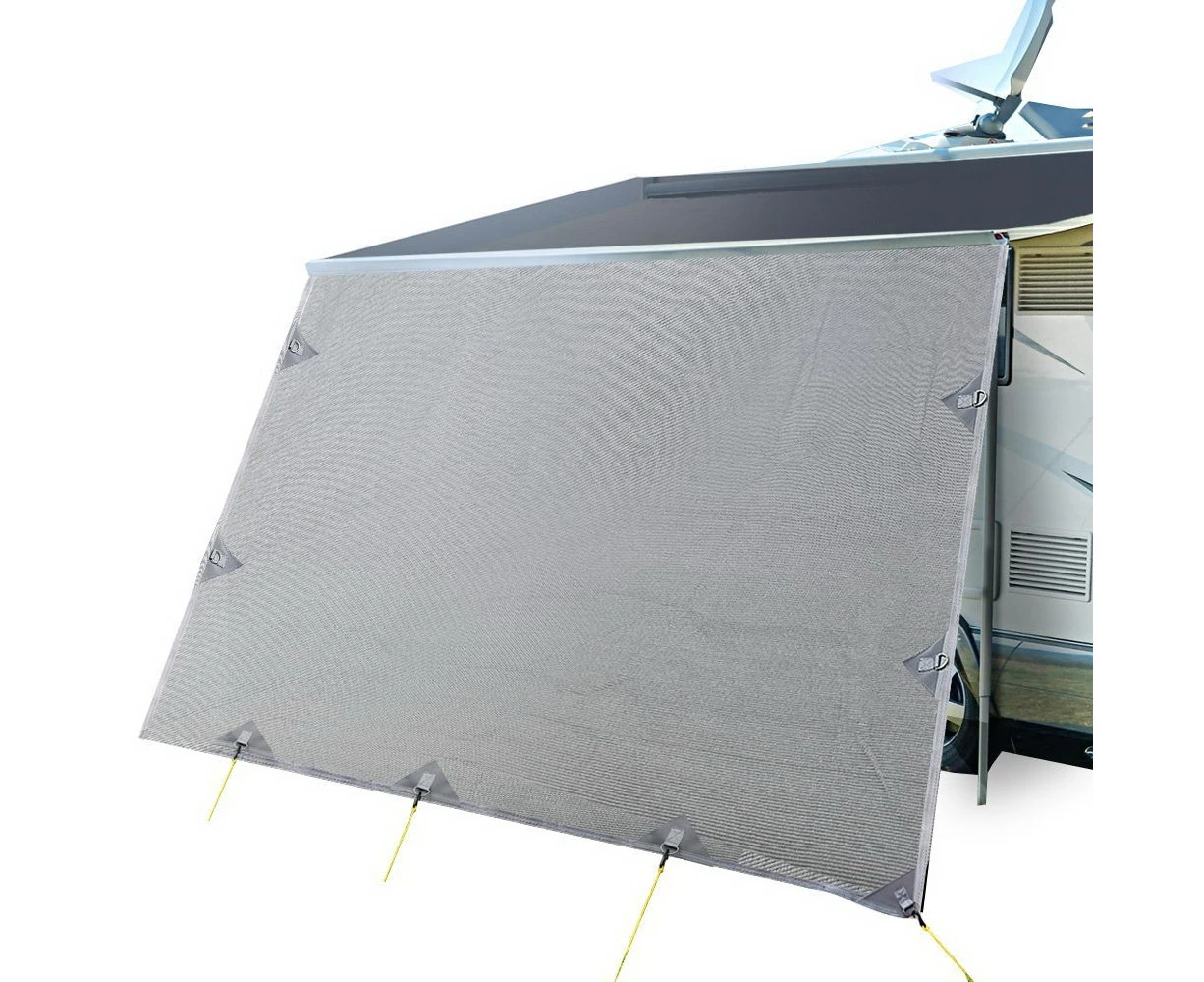 4.6M Caravan Privacy Screens 1.95m Roll Out Awning End Wall Side Sun Shade Grey