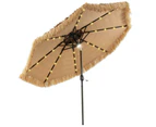 Costway Hawaiian Style Tiki Umbrella Solar Powered Patio Umbrella w/32 LED Lights Natural