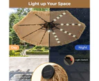 Costway Hawaiian Style Tiki Umbrella Solar Powered Patio Umbrella w/32 LED Lights Natural