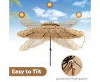 Costway Hawaiian Style Tiki Umbrella Solar Powered Patio Umbrella w/32 LED Lights Natural