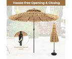 Costway Hawaiian Style Tiki Umbrella Solar Powered Patio Umbrella w/32 LED Lights Natural