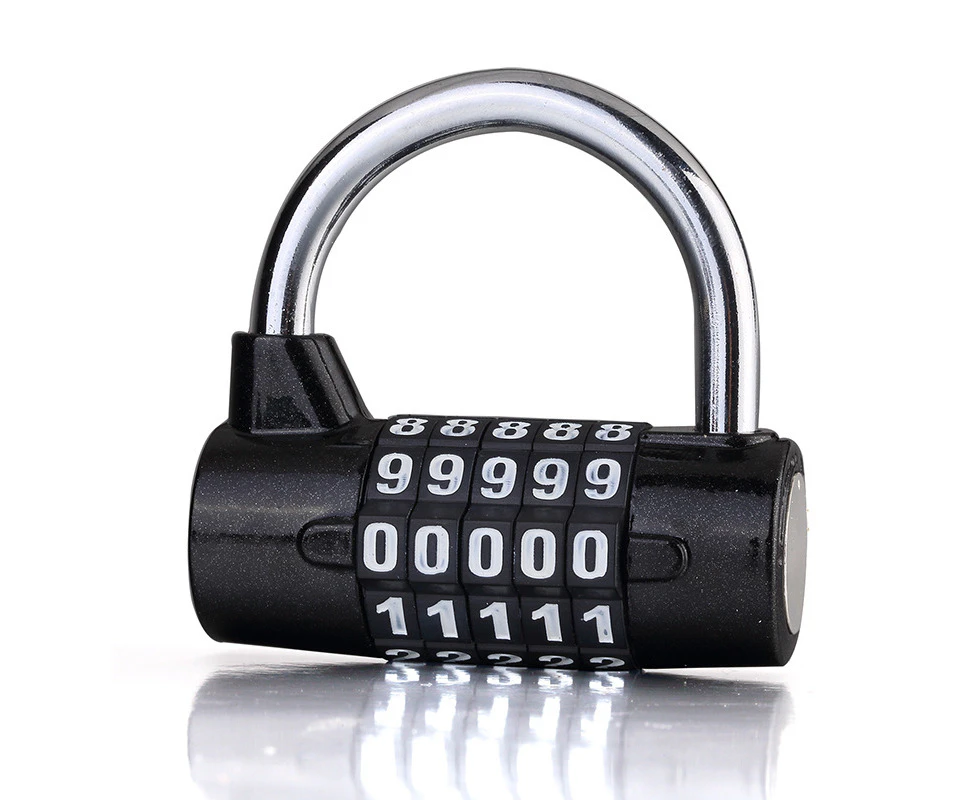 5 Digit Gym Locker Cabinet Toolbox Mechanical Combination Lock U Padlock Latch--black