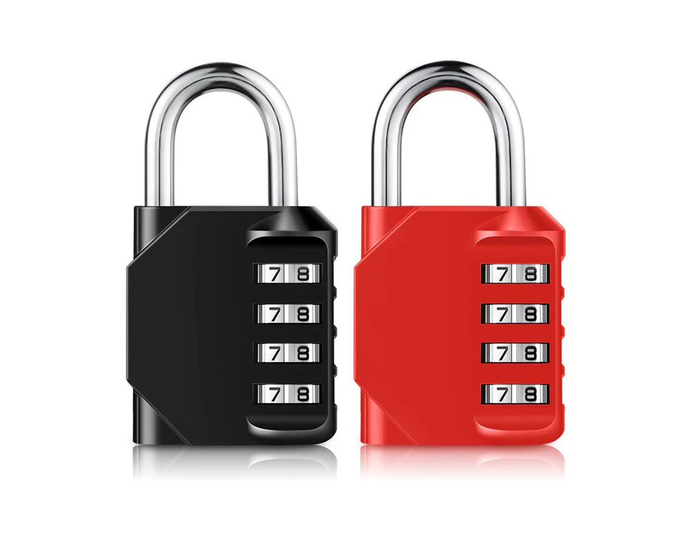 2 x 4 Digit Combination Padlocks, Waterproof Combination Lock, Waterproof Steel Plated Metal and Combination Buckle