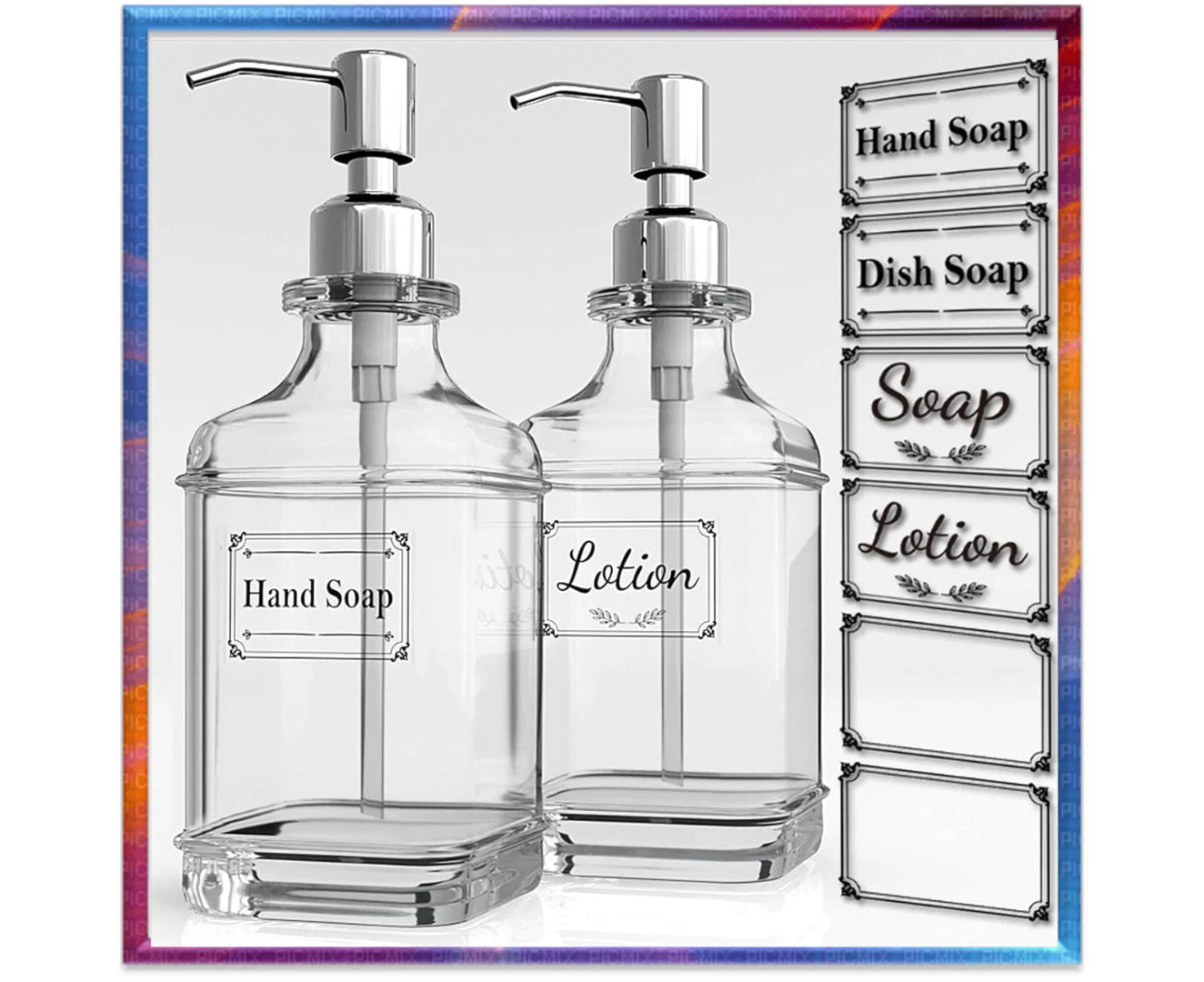 2 Pack Sliver Soap Dispenser,18 Oz Antique Design Thick Glass Hand Soap Dispense