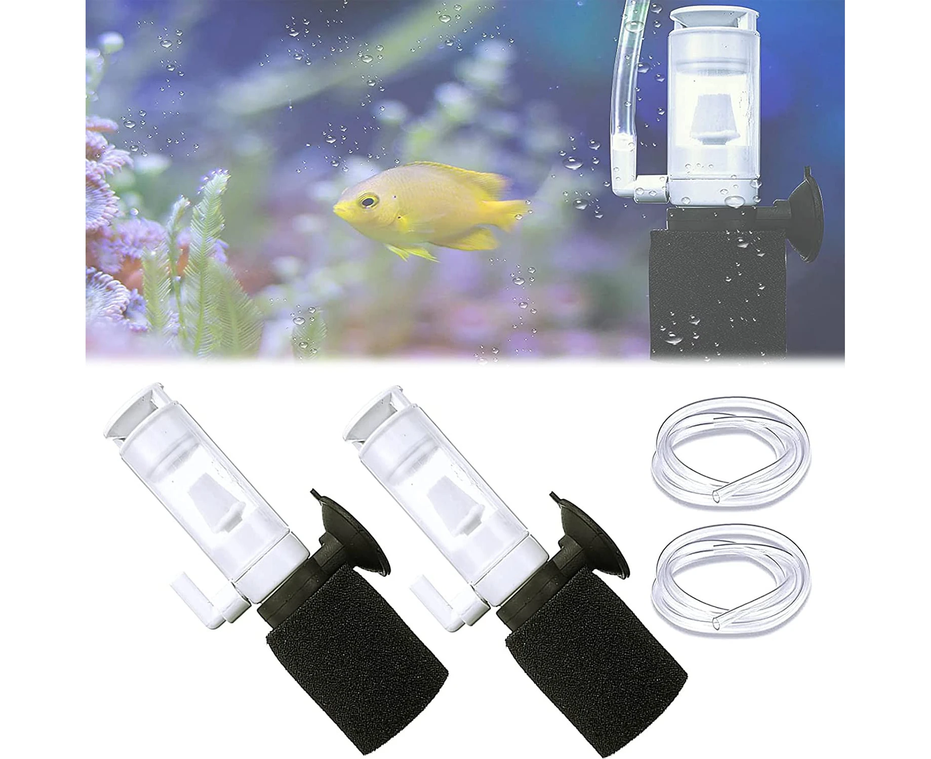 2 Sets Mini Aquarium Sponge Filter, Aquarium Filter Air Filter, for Small Fish Aquarium Spherical Fish Containers Special Shaped Fish Containers