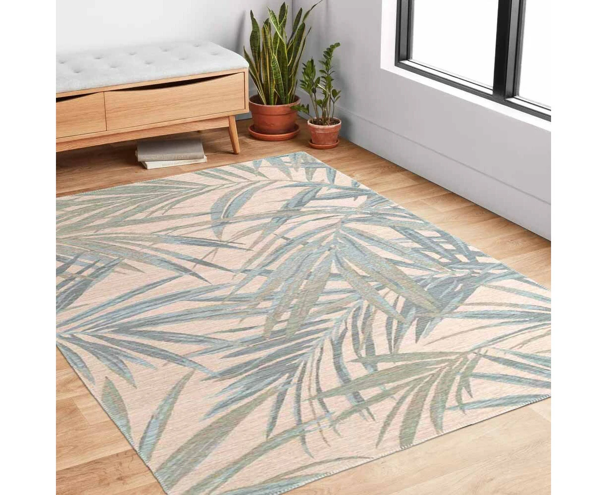 Antonio Blue Green Palm Trees Coastal Modern Rug