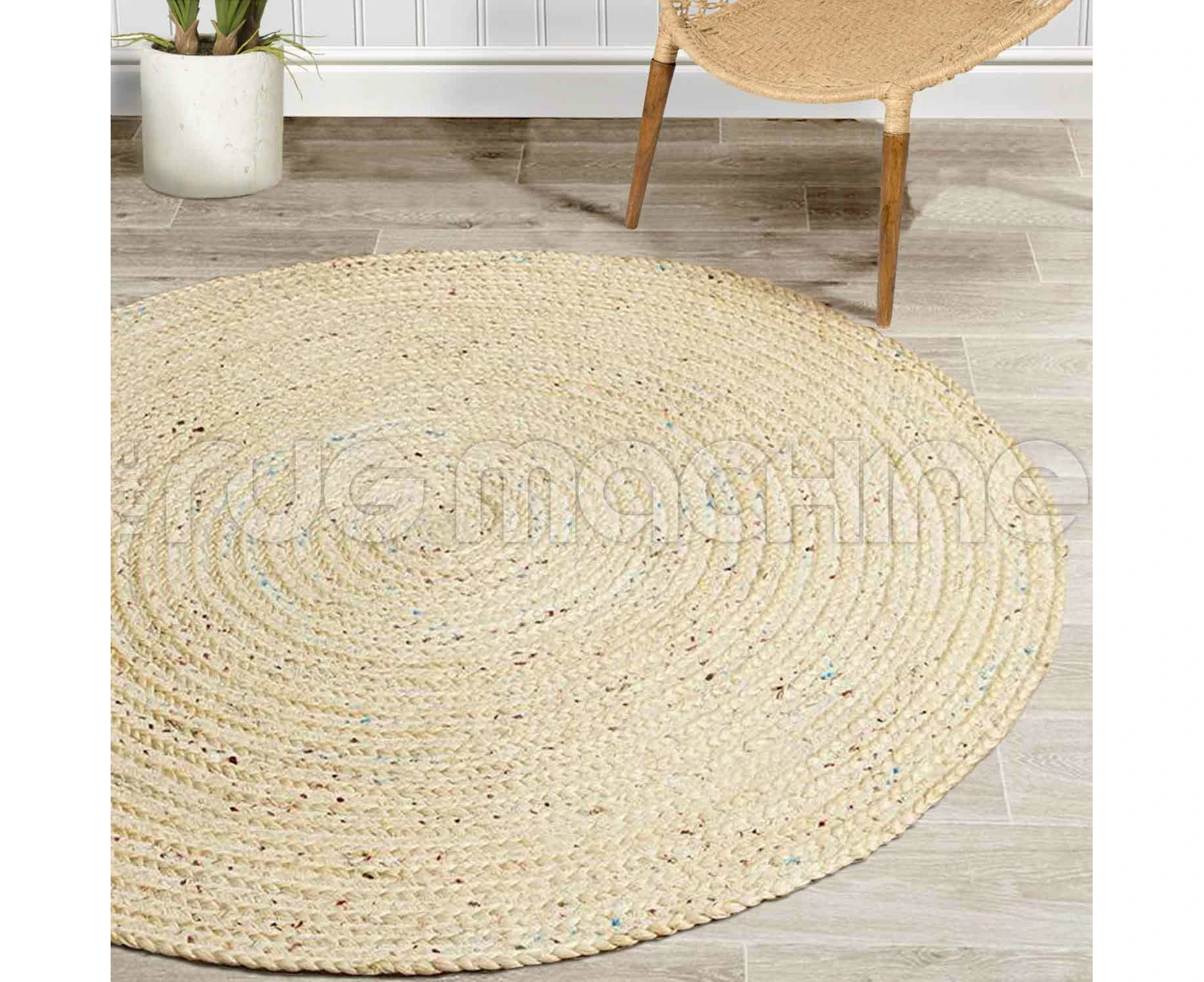 Mia Bleached Jute & Sari Silk Round Rug