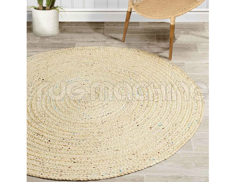 Mia Bleached Jute & Sari Silk Round Rug