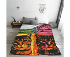 Four-color Cat Print Soft Flannel Blanket Cover Sofa Bedroom