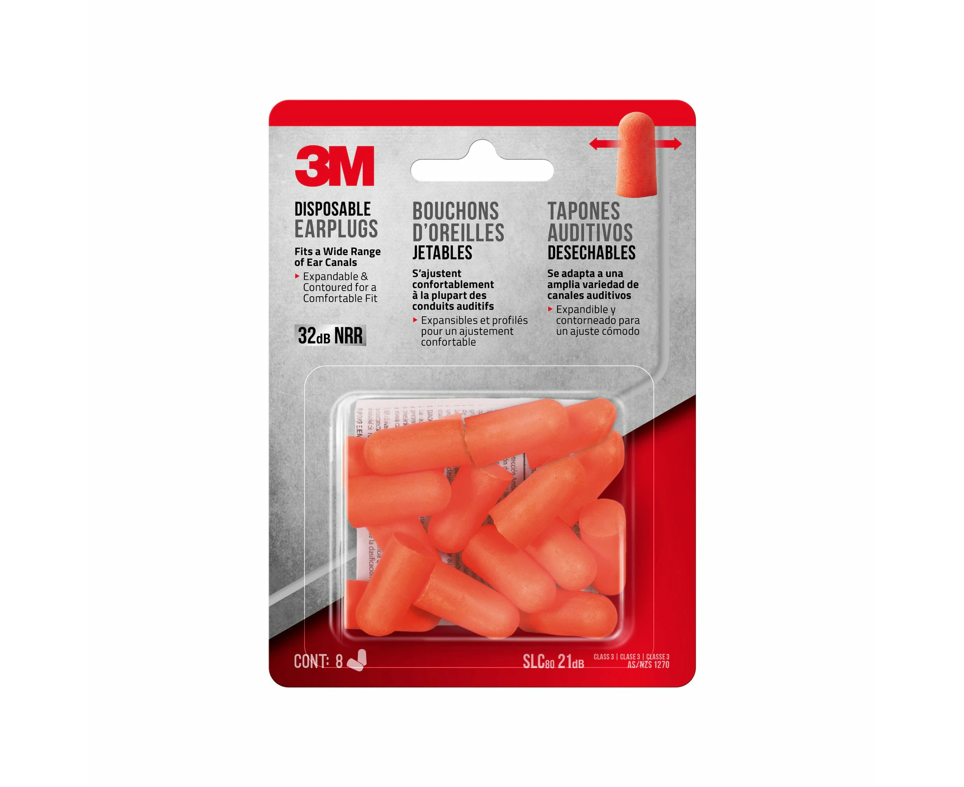 3M(TM) Disposable Earplugs - 8 Pairs