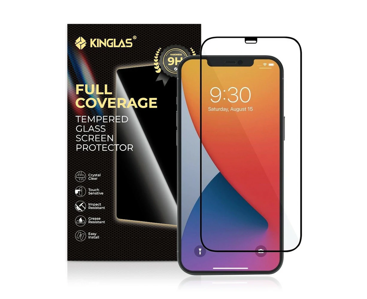 Kinglas Full Screen Black Edge Tempered Glass Screen Protector For iPhone 13 Pro Max / 14 Plus