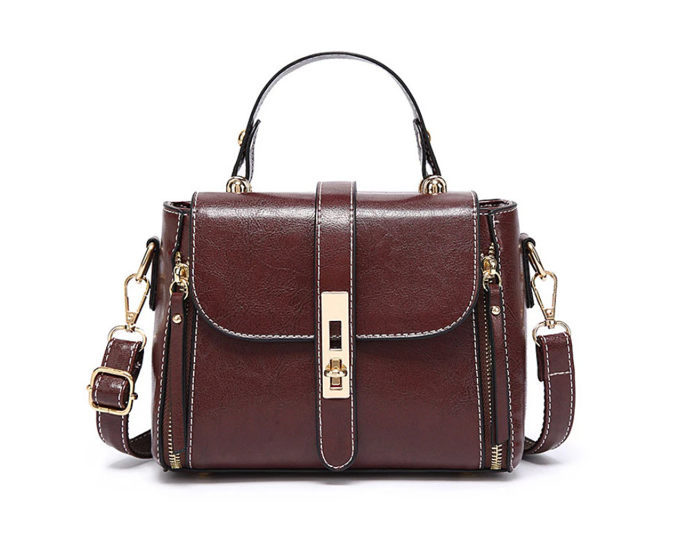 Single Shoulder Bag With Two  Phone Pockets - Dark Brown